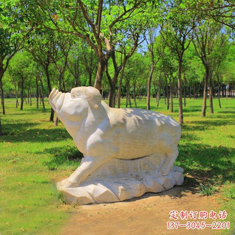 重庆传统十二生肖精美手工猪石雕动物雕塑