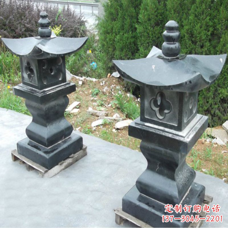 重庆黑曜石材质灯笼雕塑