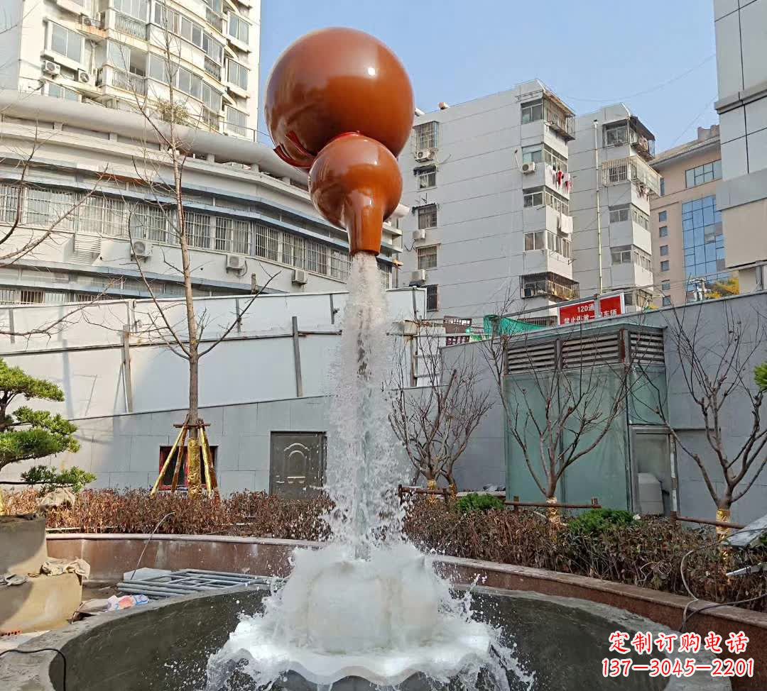 重庆葫芦广场喷泉雕塑,精致唯美