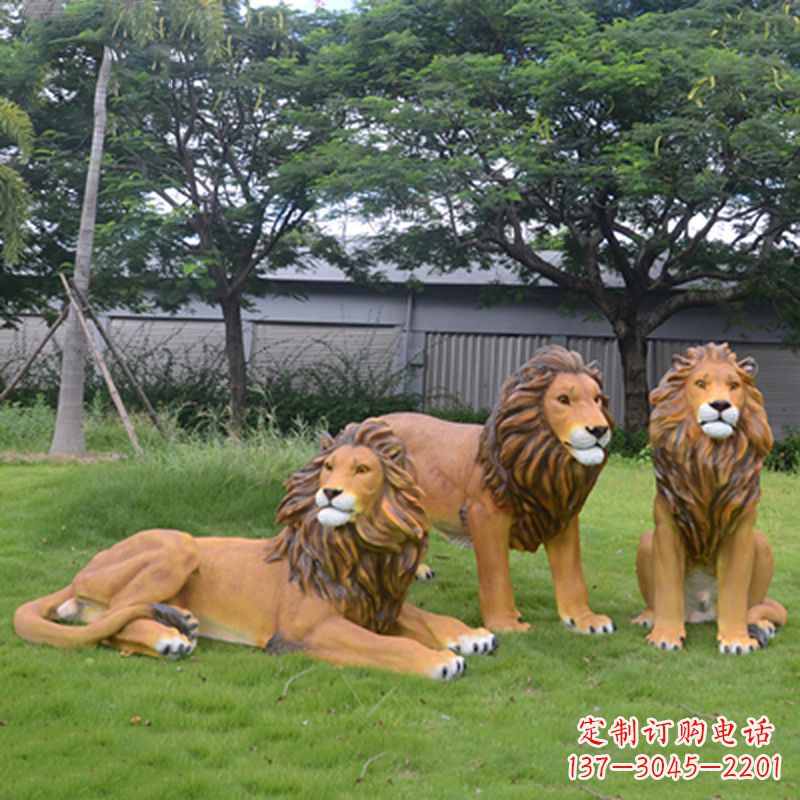 重庆把公园里的斗勇气释放出来--领雕金刚户外仿真狮子雕塑