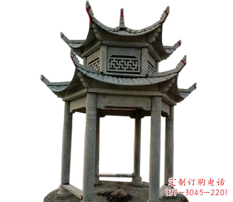 重庆户外双层六角凉亭石雕