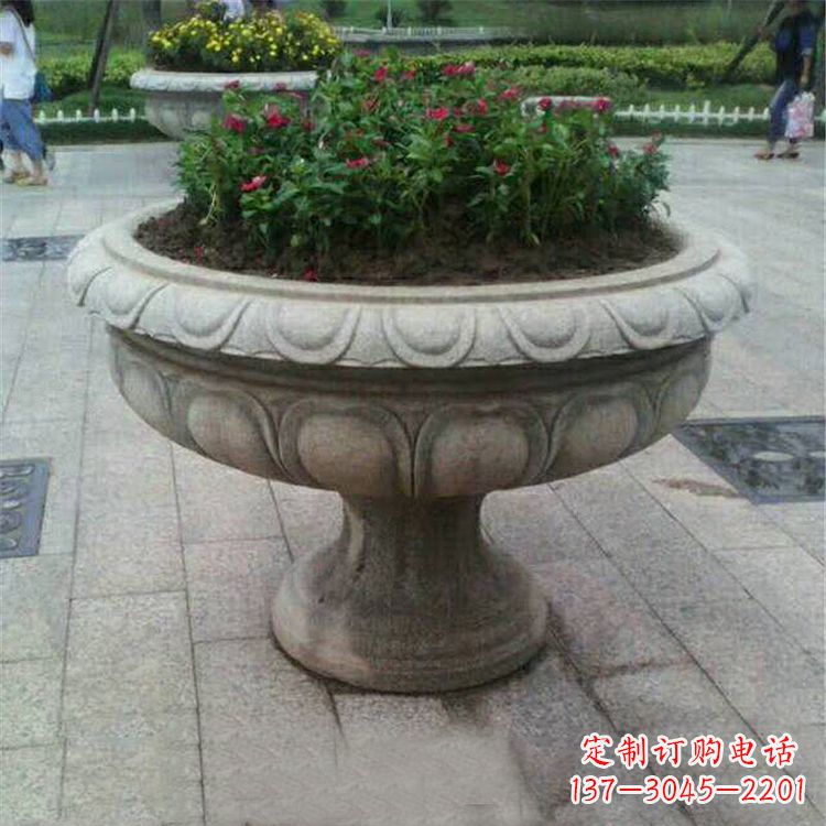 重庆中领雕塑:精美花岗岩公园石雕花盆