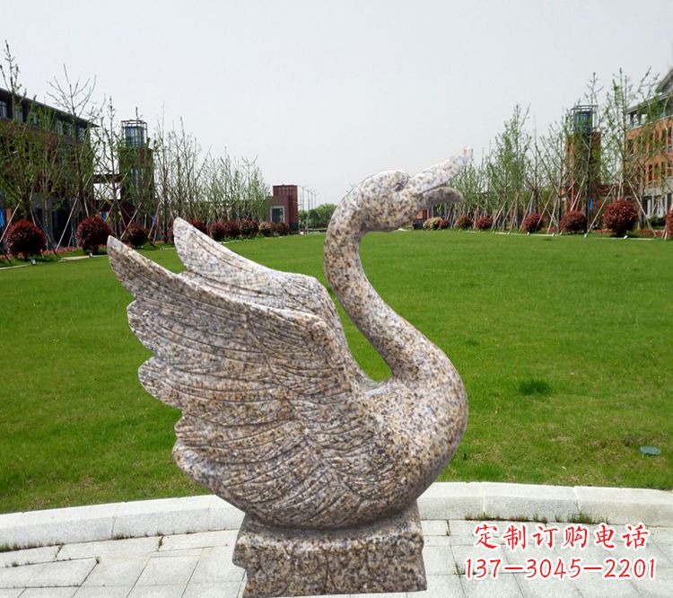 重庆花岗岩石刻喷水天鹅雕塑