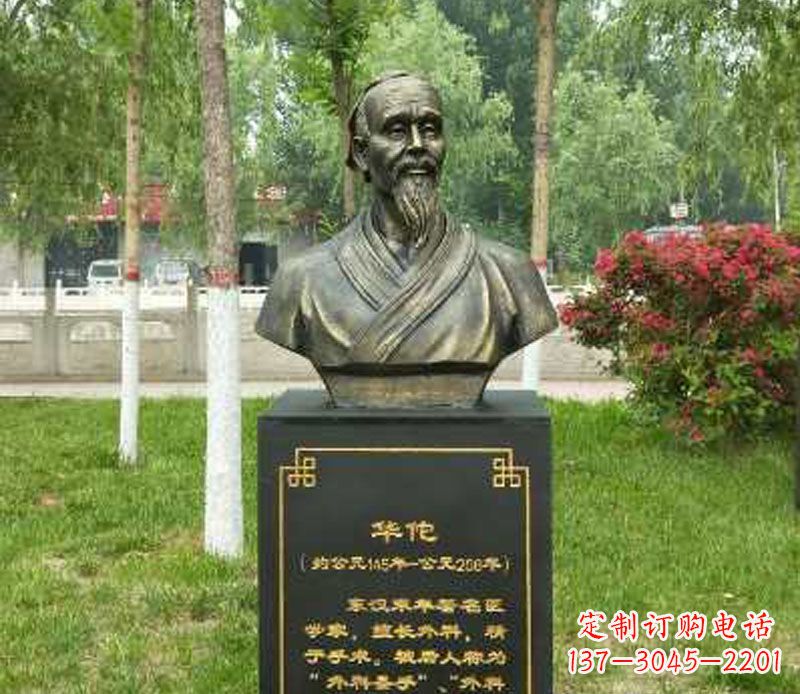 重庆华佗古代名医胸像铜雕