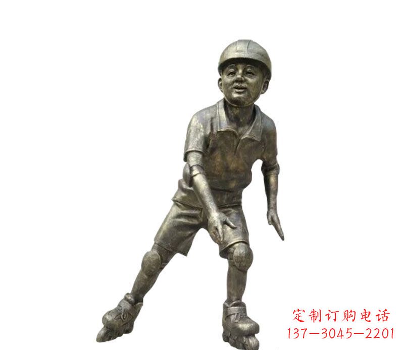 重庆滑轮滑的儿童铜雕