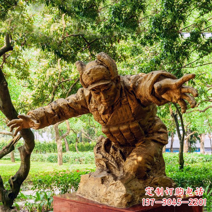 重庆黄继光铜雕半身像-公园名人著名抗战英雄人物雕像