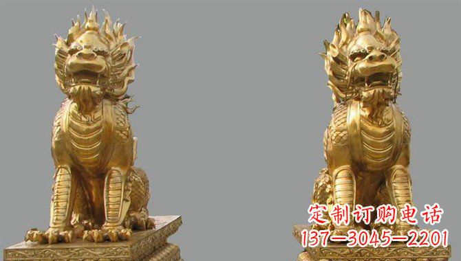 重庆精致黄铜麒麟雕塑,带来招财运