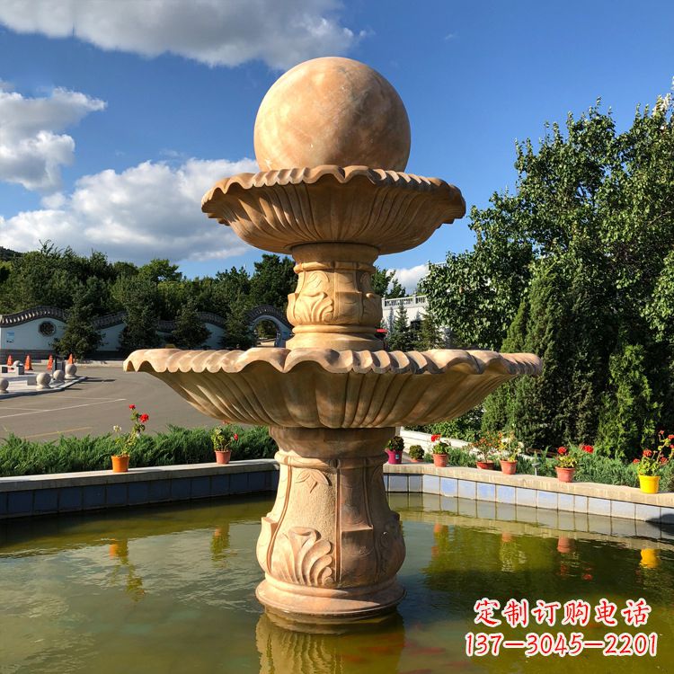 重庆经典黄锈石喷泉装饰雕塑