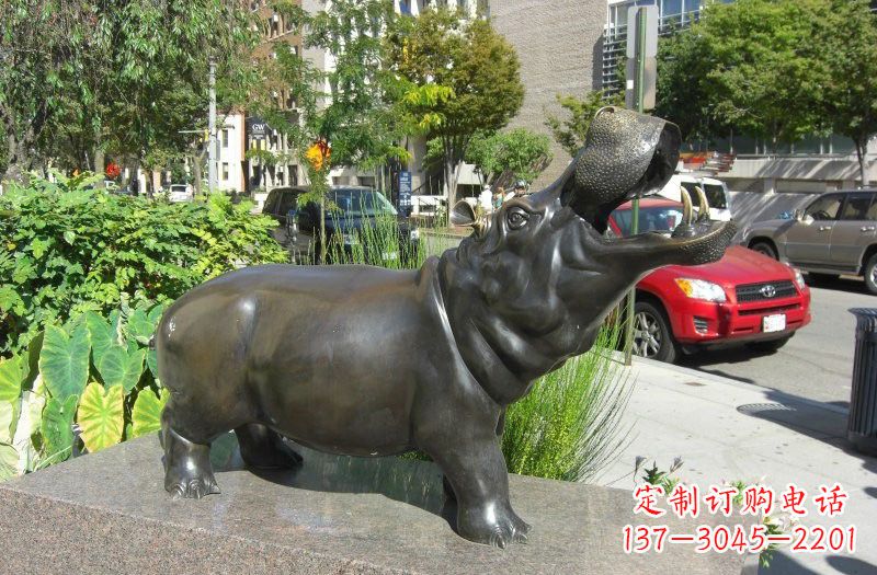 重庆街边河马铜雕