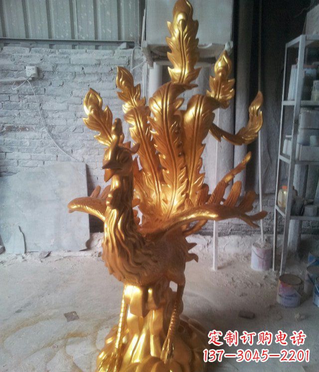 重庆金凤凰玻璃钢仿铜动物雕塑─让美丽无限盛开