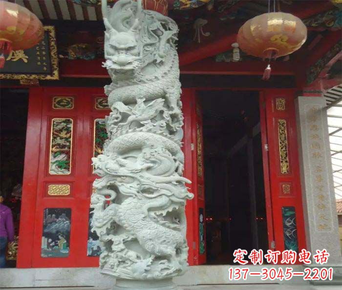 重庆精美的大理石龙柱雕塑