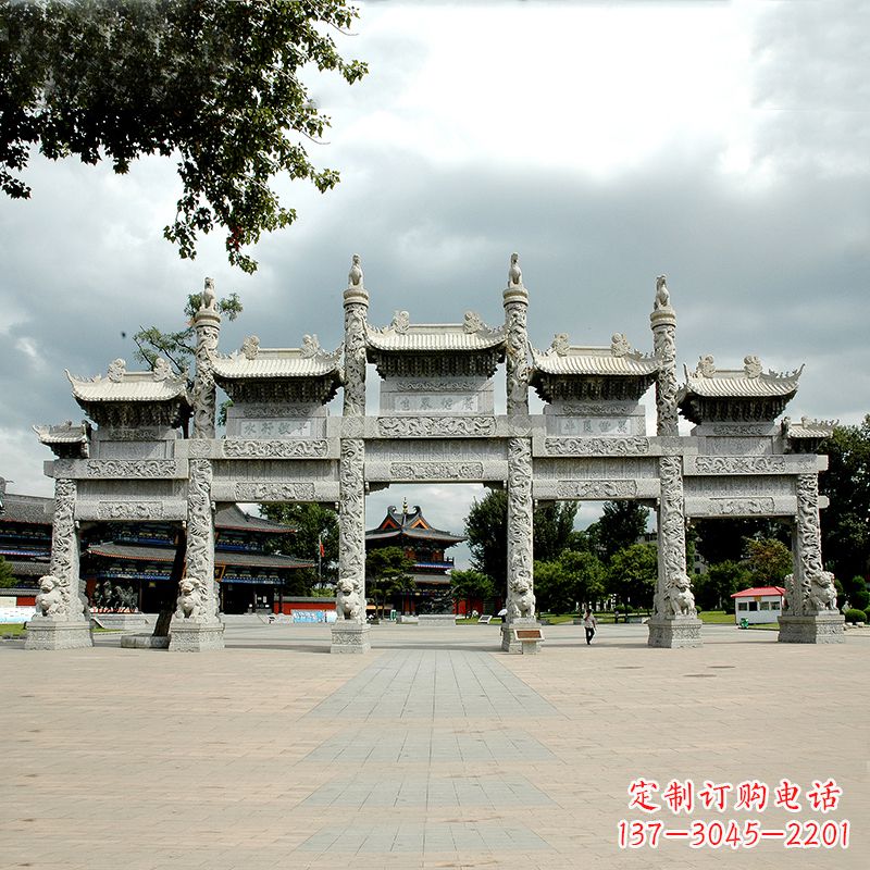 重庆精美五门石牌坊雕塑定制