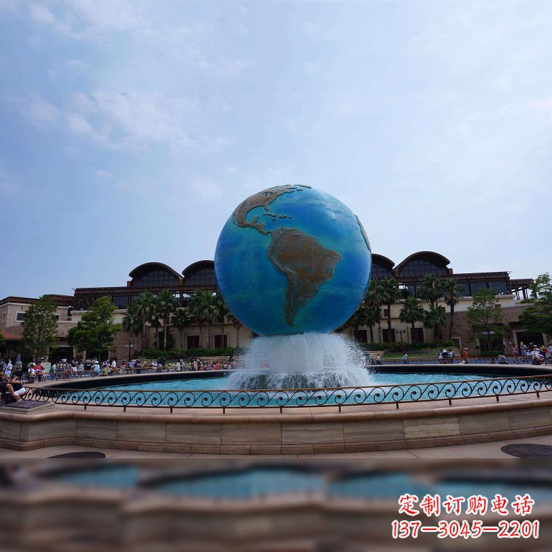重庆视觉奇景,不锈钢水景喷泉地球仪雕塑