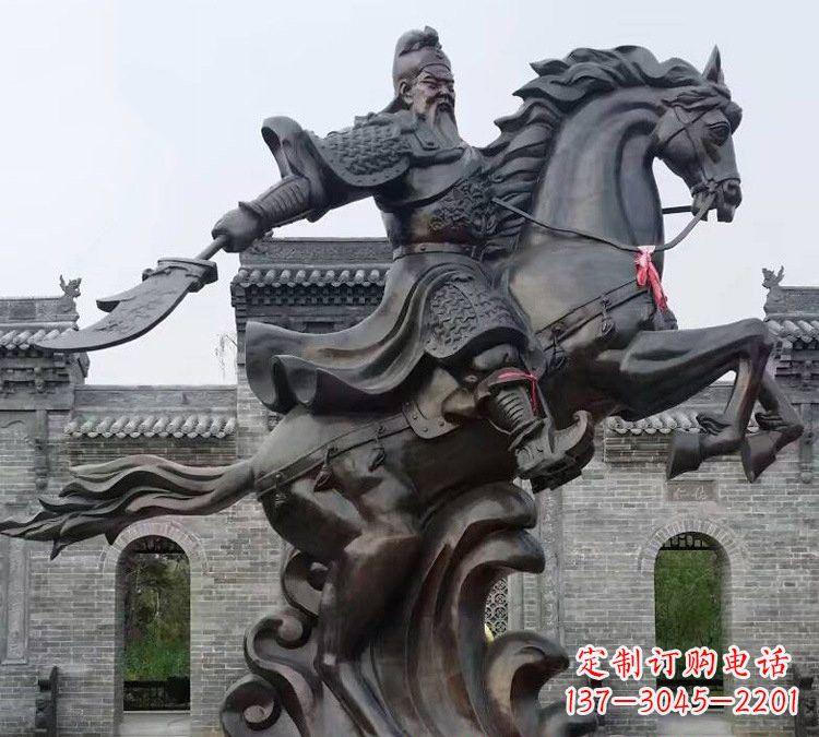 重庆景区景点铸铜大型骑马关公