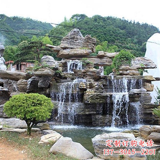 重庆领雕塑让您的景区更精彩——奇石流水假山雕塑