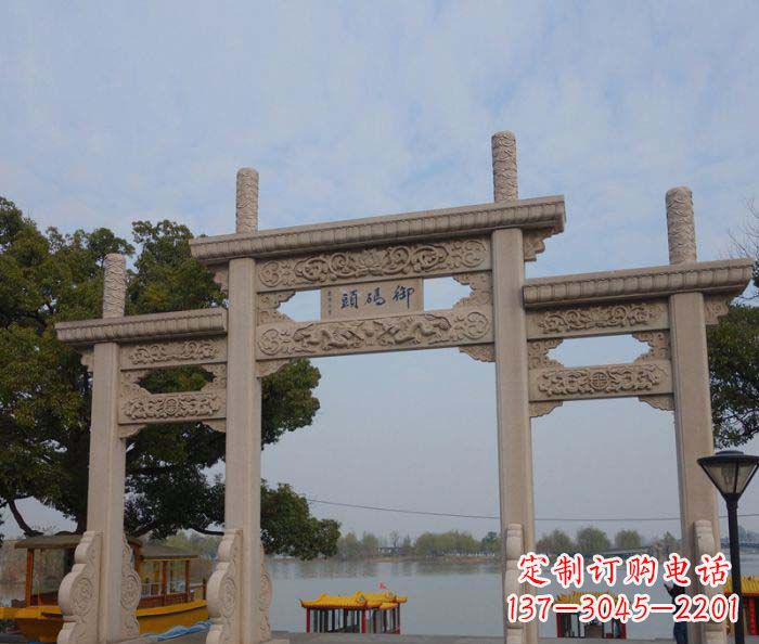 重庆景区三门古典牌坊石雕
