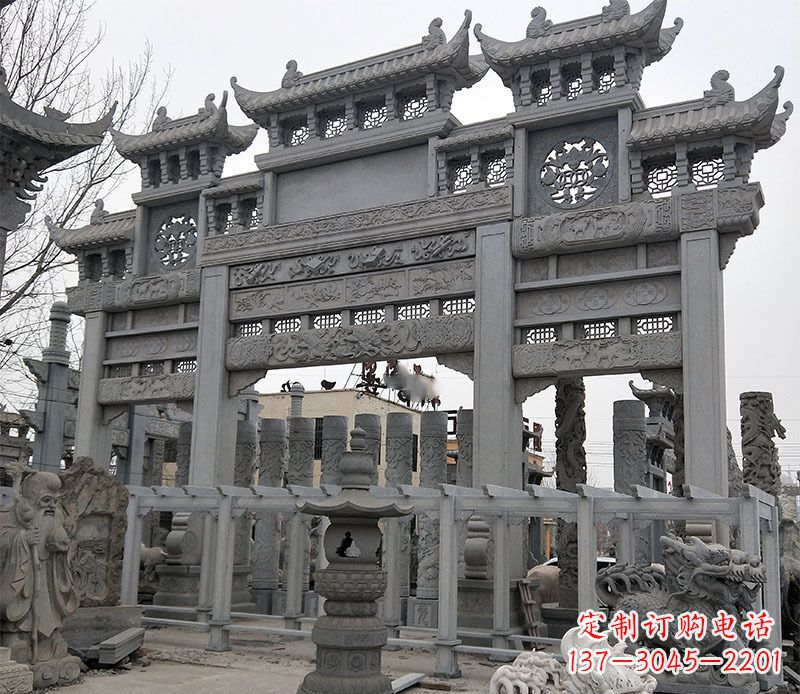 重庆京中领雕塑:牌坊石雕定制