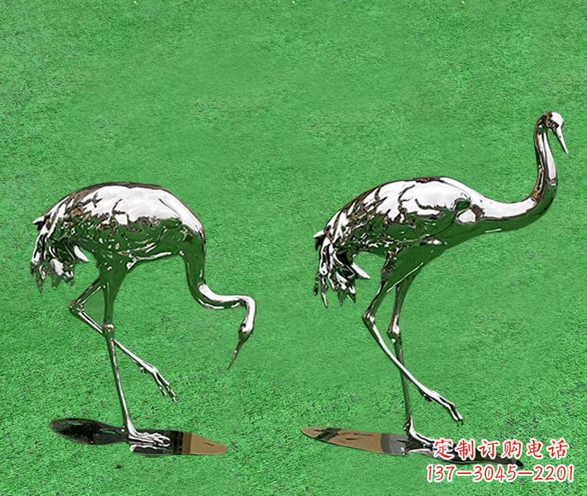 重庆镜面不锈钢动物鹤雕塑