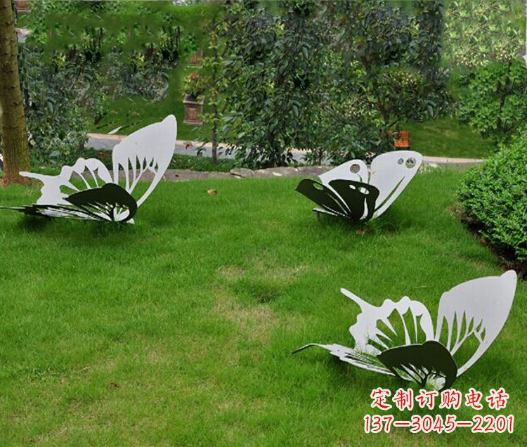 重庆镜面不锈钢蝴蝶公园草坪动物雕塑摆件