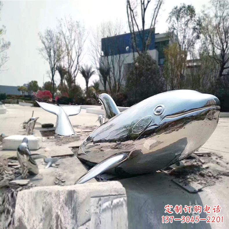 重庆奇特美观的镜面不锈钢鲸鱼雕塑