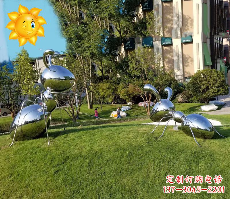 重庆镜面不锈钢蚂蚁雕塑