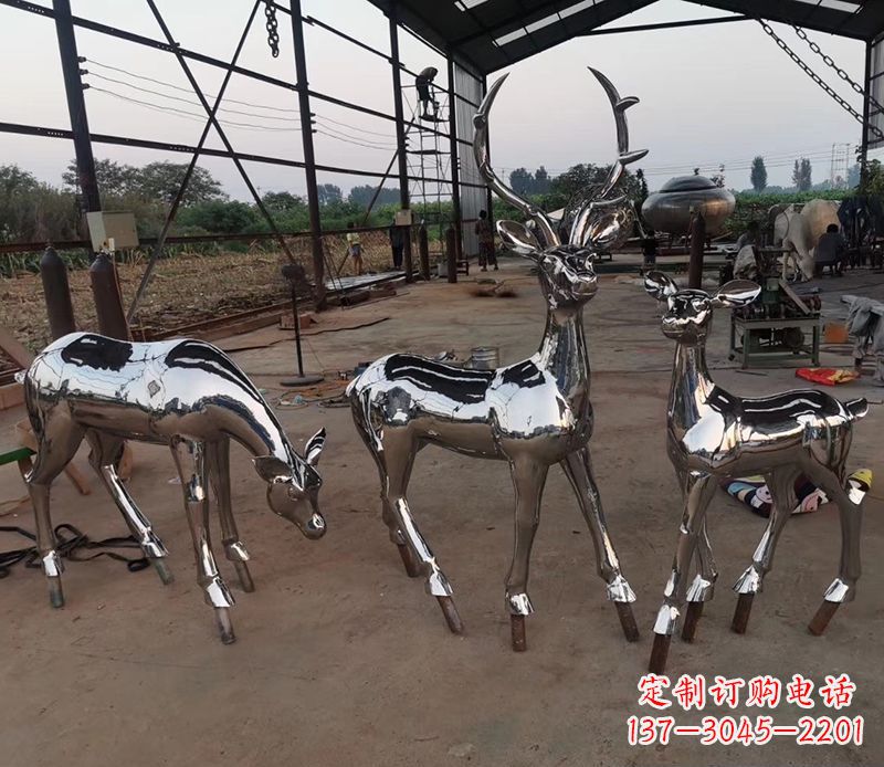 重庆镜面不锈钢小鹿雕塑 (2)