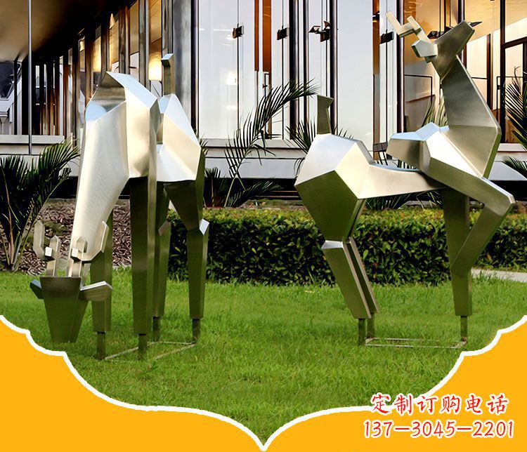 重庆镜面福鹿不锈钢雕塑