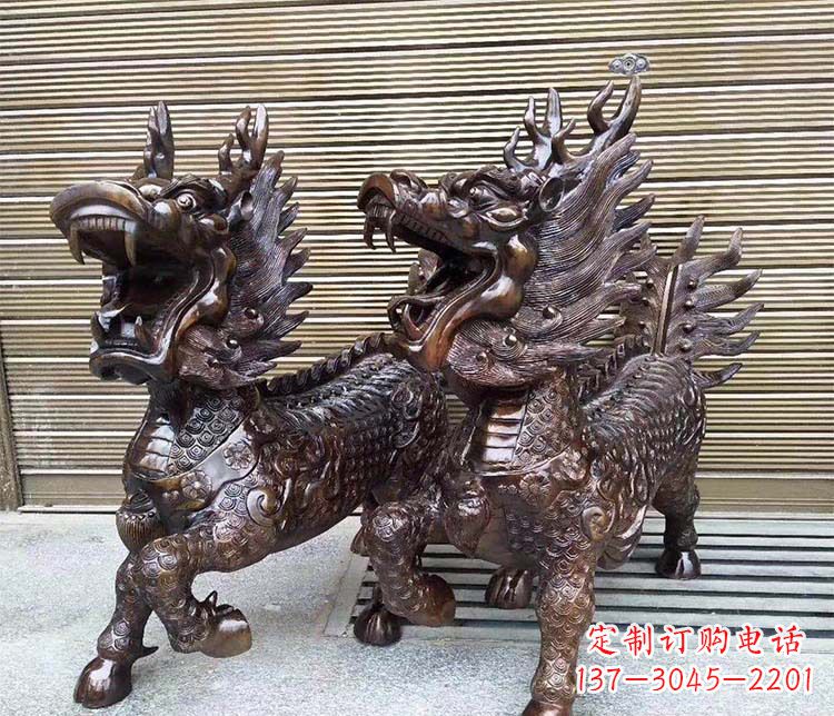 重庆酒店门口招财麒麟铜雕