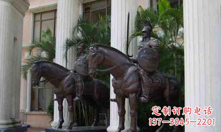 重庆酒店门口骑马的罗马士兵人物铜雕