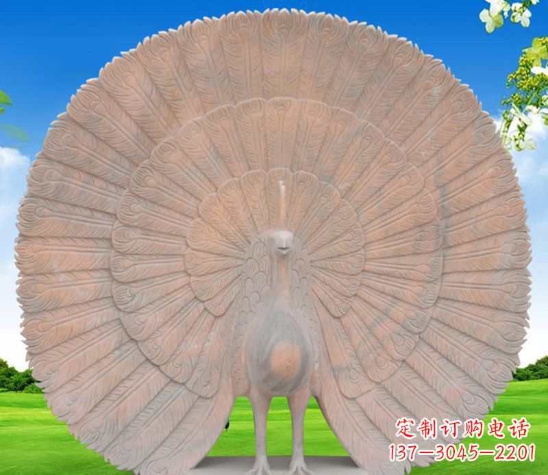 重庆孔雀开屏石雕公园动物摆件