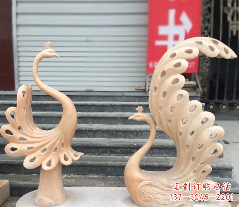 重庆孔雀石雕园林景观摆件
