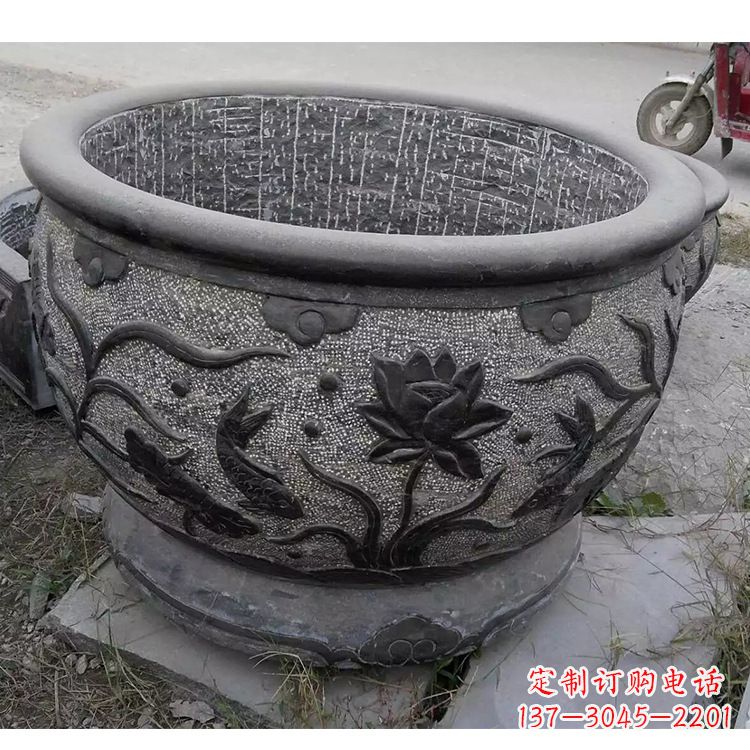 重庆传统宁波老青石水缸雕塑