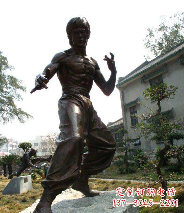 重庆李小龙公园名人铜雕