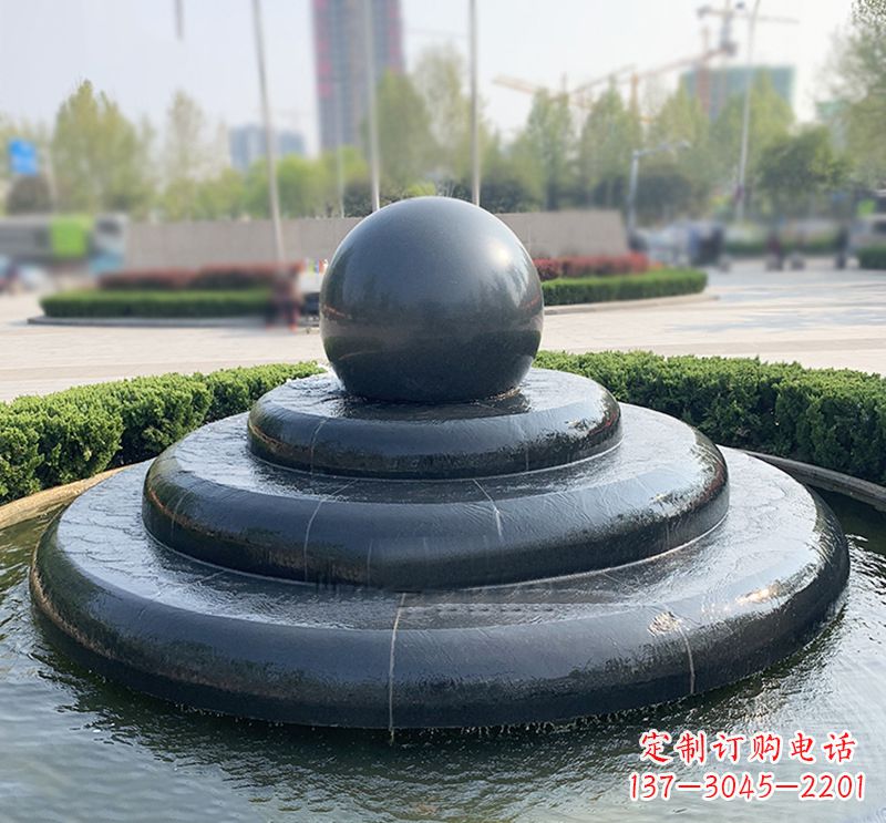 重庆临沂石雕风水球喷泉,雕塑定制专属于您