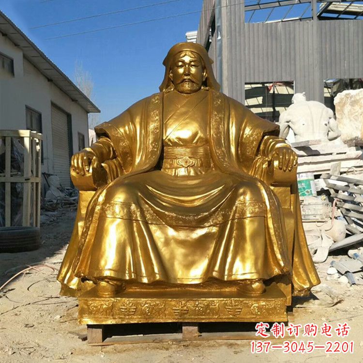 重庆精美鎏金成吉思汗雕像,铸就历史精神