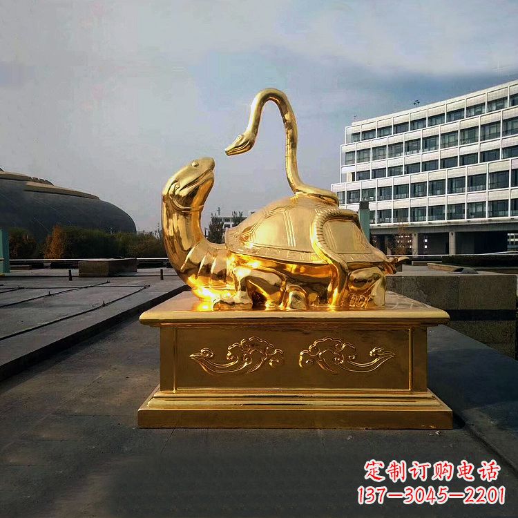 重庆鎏金上古神兽玄武动物铜雕塑