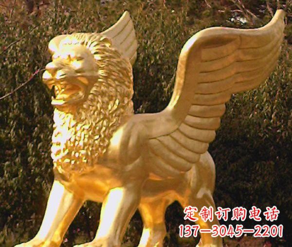 重庆鎏金西洋狮子飞狮铜雕,尊贵非凡