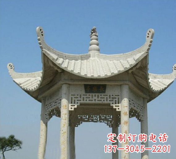 重庆六角凉亭园林景观石雕