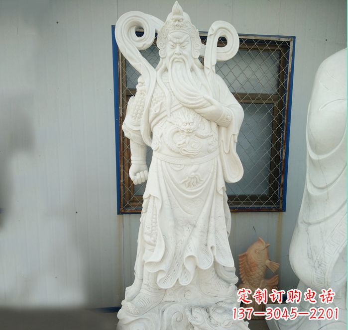 重庆手工汉白玉关公雕塑