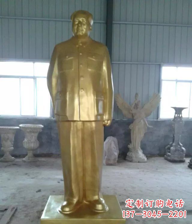 重庆毛主席玻璃钢仿铜人物雕塑_1