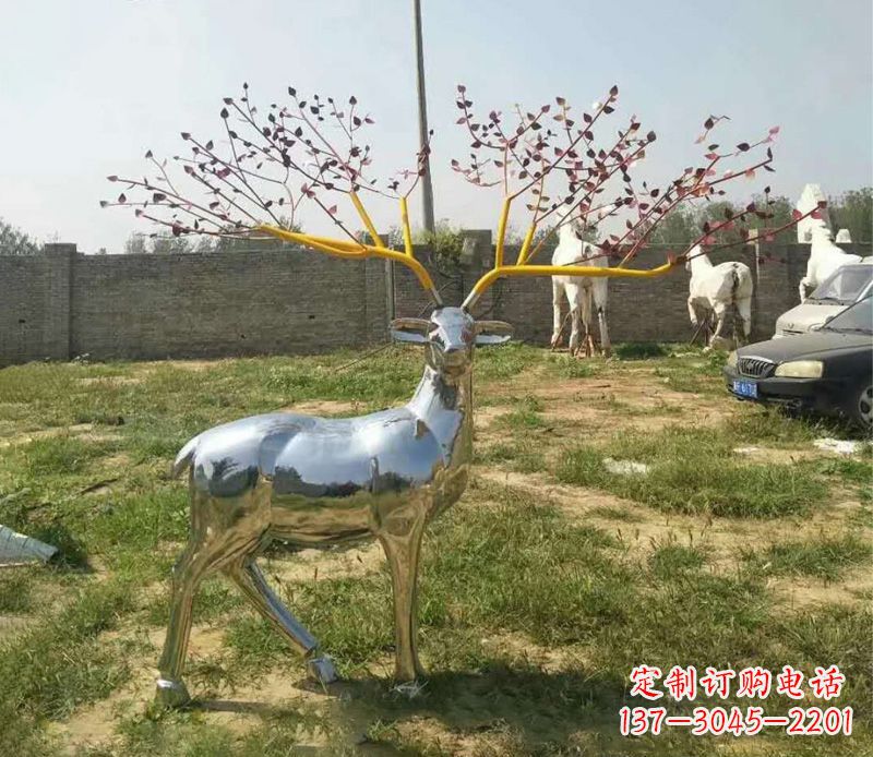 重庆梅花鹿镜面不锈钢雕塑