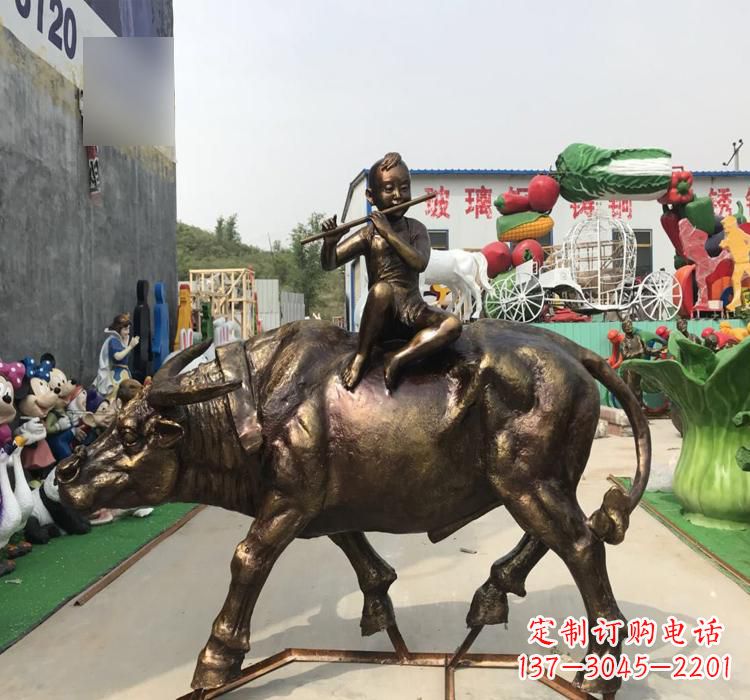 重庆牧童骑牛铜雕