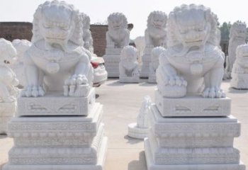 重庆汉白玉看门狮子雕塑