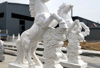 重庆精美马踏祥云石雕，栩栩如生