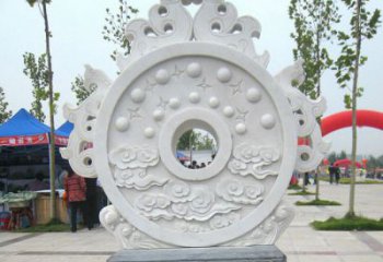 重庆精雕细琢汉白玉双龙石门墩雕塑