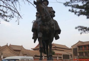 重庆雕刻精美的蒙古人骑马铜雕