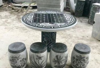 重庆精美梅兰竹菊形石桌凳，无与伦比的艺术美感