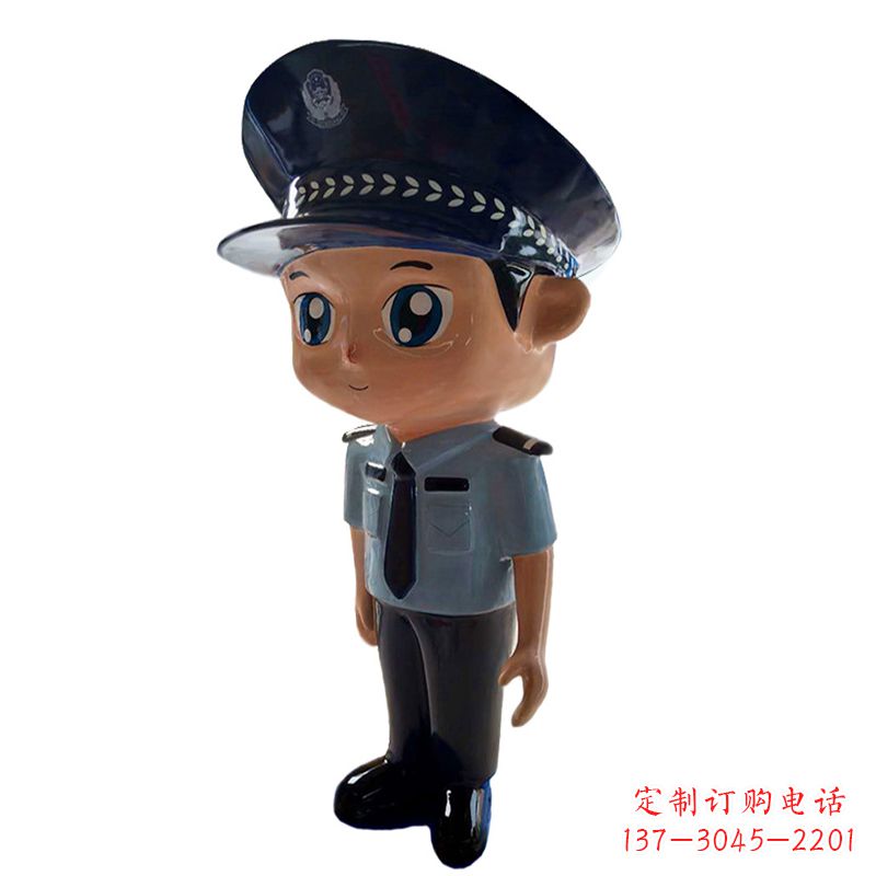 重庆男警察玻璃钢卡通雕塑