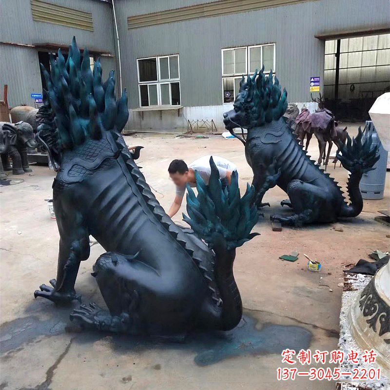 重庆喷漆麒麟铜雕