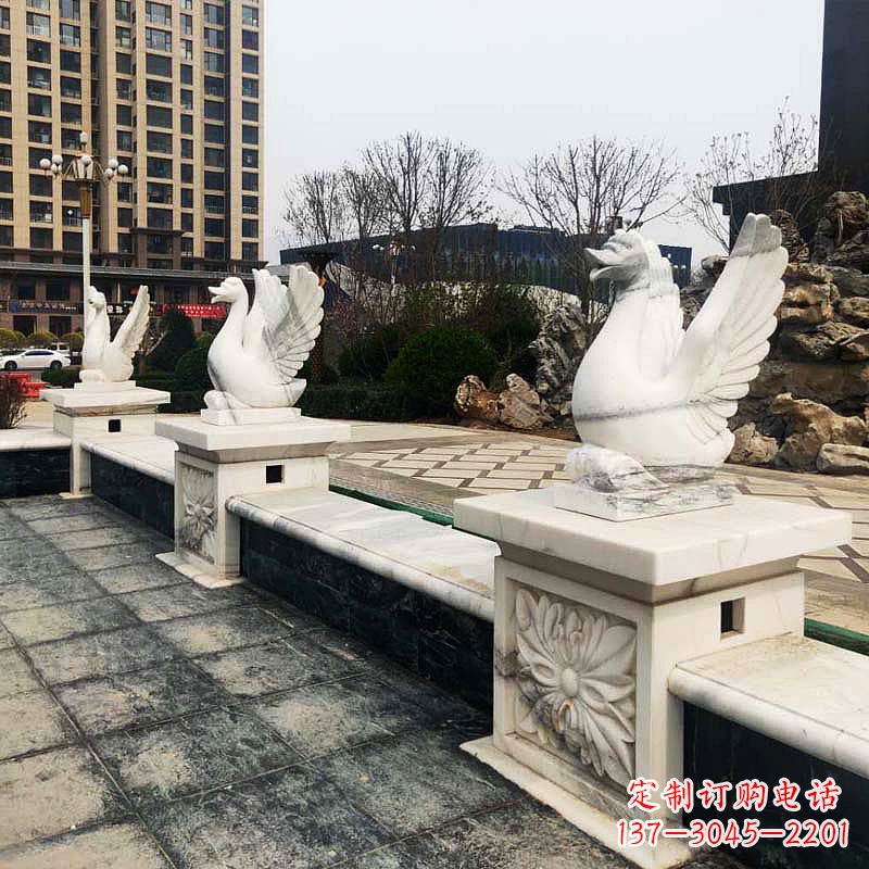 重庆喷水天鹅石雕-公园小区水池喷水动物喷泉